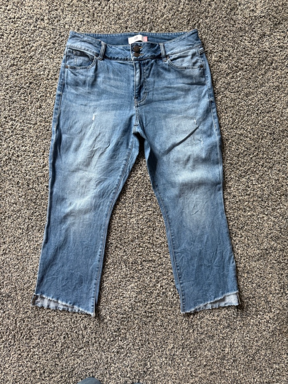 CAbi Hi-Low Crop Light Blue Denim